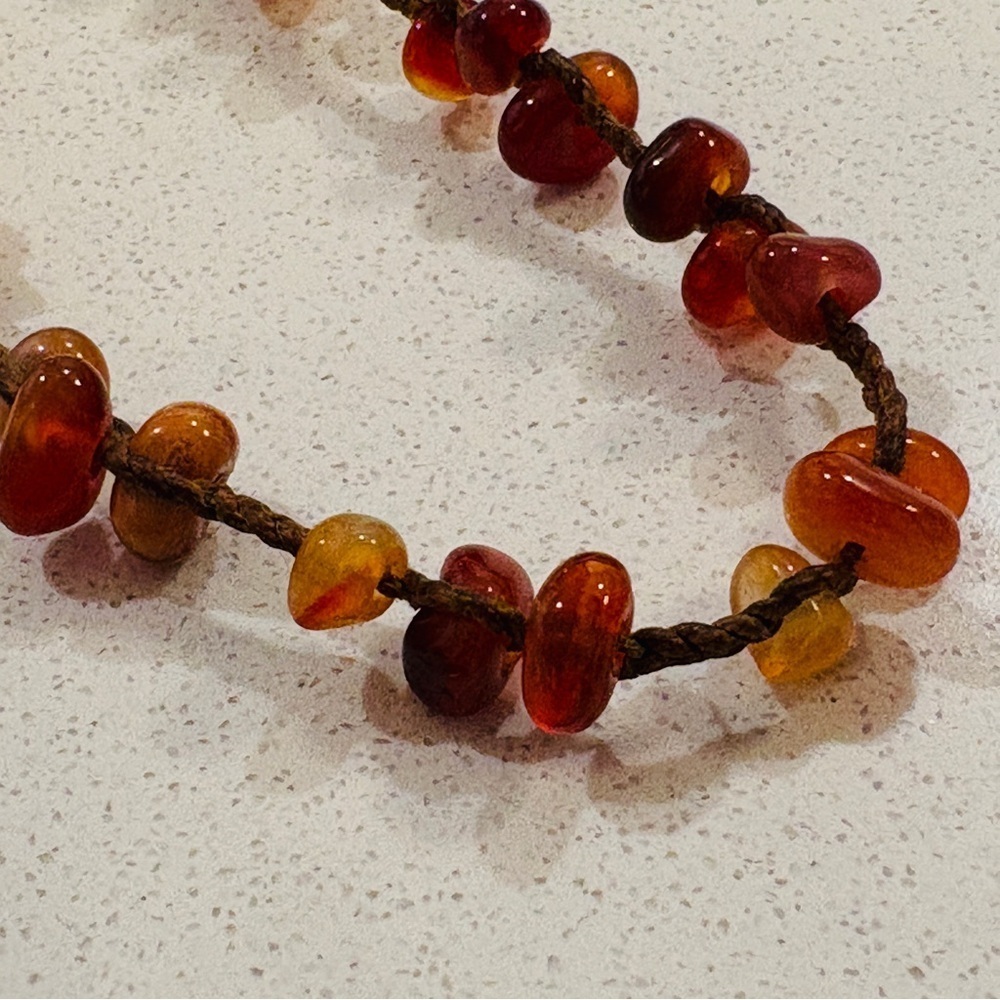 Chan Luu 40.5" Leather Cinnamon Agate Beaded Necklace Boho Layering Gemstone - Picture 11 of 14